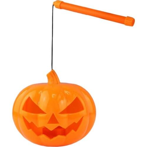 LED Halloween Pumpkin Hanging Lantern Hollow Portable Pumpkin Lantern Candy Pumpkin Bucket Holder Sound And Light Type