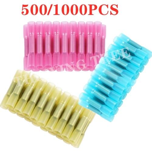 500/1000PCS Heat Shrink Butt Wire Connectors Electrical Insulated Waterproof Crimp Terminal Seal Automobile Wire Cable Terminals