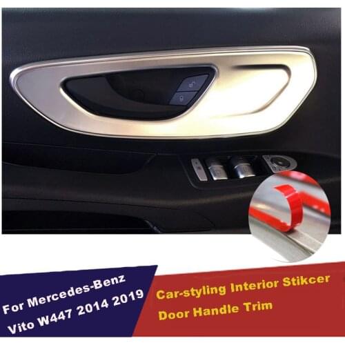 UBLUEE For Mercedes-Benz Vito W447 2014 - 2017 ABS Matte Interior Front Door Handle Bowl Frame Cover Trim Car Styling Sticker