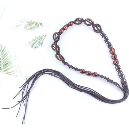 Vintage knitted braided weaving waist belts for women tassel hollow waist rope for knot female ladies ceinture femme straps