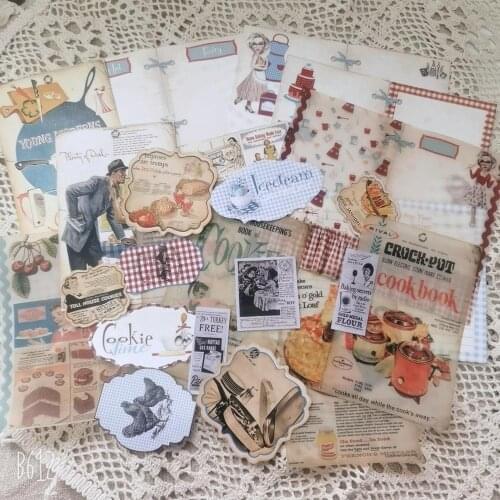 Vintage Food Retro Material Stickers Set Decorative Stationery Stickers Scrapbooking DIY Diary Album Stick Label