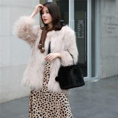 IANLAN Luxury Full-pelt Mink Fur Handbags with Genuine Cowhide Bottom Shoulder Bags Fashion Womens Top-Handle Bags IL00548