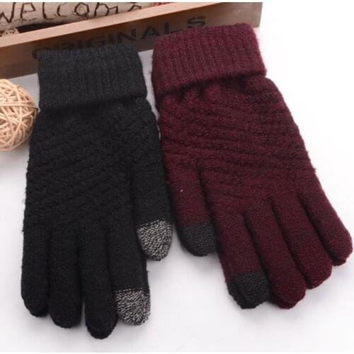 Womens Cashmere Knitted Winter Gloves Cashmere Knitted Women Autumn Winter Warm Thick Gloves Touch Screen Skiing Gloves