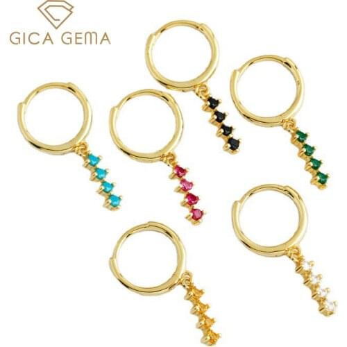 GICA GEMA Color Diamond Drop Earrings For Women Real 925 Sterling Silver Simple Round Anniversary Engagement Fine Jewelry