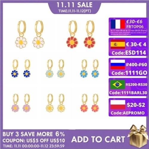 Womens Earrings Flower Drip Oil Earrings For Girl Silver 925 Earring Hoops Pendientes Huggie Drop Earrings Jewelry Oorbellen