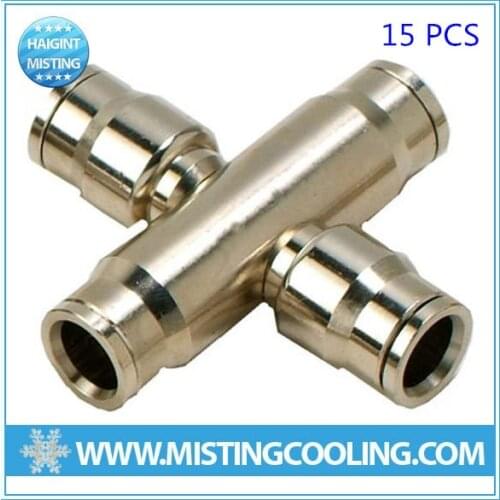 0132 HAIGINT high pressure 15pcs brass with nicked plated body cross connector