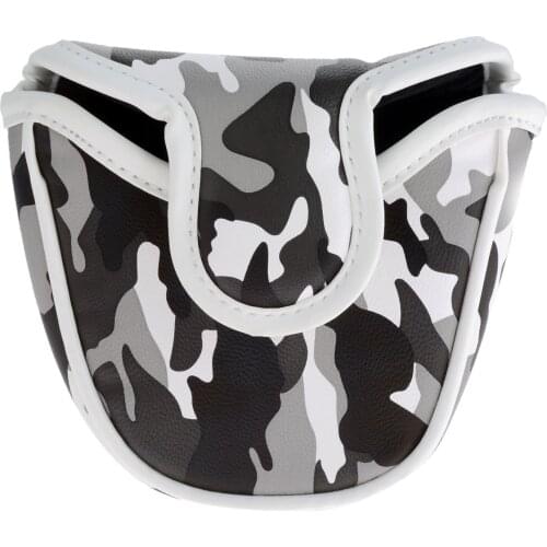 1Pc Unisex Golf Putter Headcover Magnetic Buckle Mallet Putter Cover Bag PU Leather Camouflage Pattern Golf Club Heads Covers