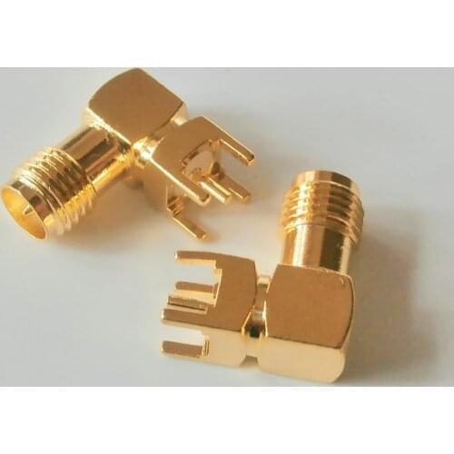 1 Pcs RF Connector Socket RPSMA RP SMA Female jack Center Solder PCB clip edge mount 90 Degree Right Angle Gold Plated Brass