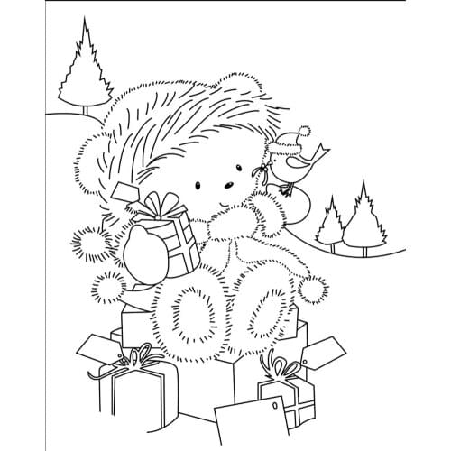 10x8 Bear giving a gift New Transparent Clear Rubber Stamp Sheet Cling Scrapbooking Photo Album PaperCard DIY Craft