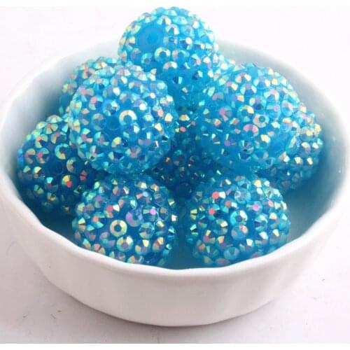Kwoi vita Jelly aqua color 20MM 100pcs A lot Resin Rhinstone Ball Beads for Chunky Jewelry Making