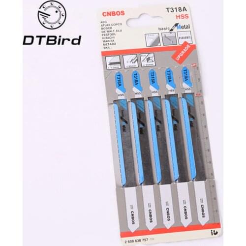 5pcs T318A HCS Curved Extra Long Jigsaw Blades for Metal Cutting 130mm Length