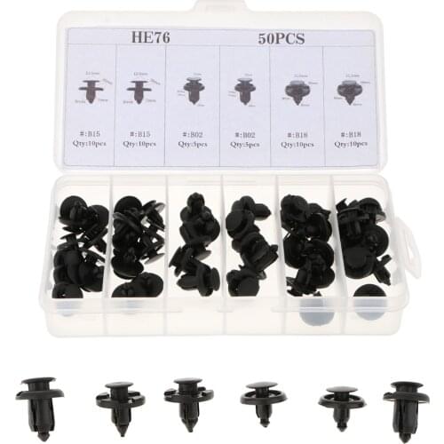 50 Pieces 6 Size Car Body Push Pin Rivet Retainer Moulding Clips