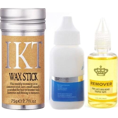 75g Hair Wax Stick+Super Lace Wig Glue Hair Bonding 38ml+30ml Remover Wig Kits For Tape Toupee Lace Frontal Closure bobo wigs