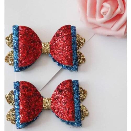 8pcs/lot Sparkly Glitter Princess Hair Bows Clips Cute Cosplay Birthday Party Girls Hair Accessories Dress Up Hair Pin Headwear