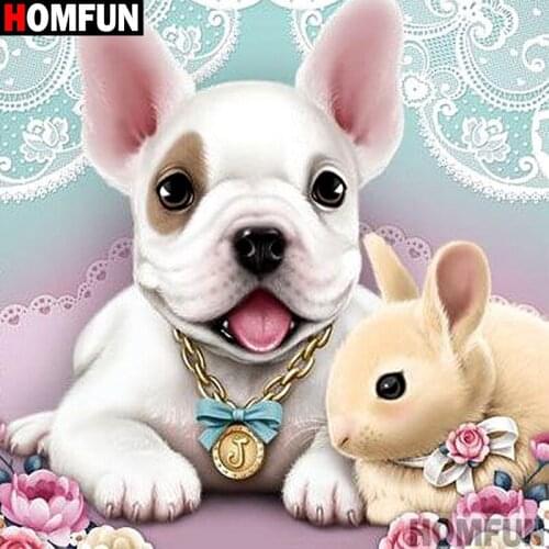 Homfun Full Square/Round Drill 5D DIY Diamond Painting "Cartoon dog rabbit" 3D Embroidery Cross Stitch Home Decor Gift A12895
