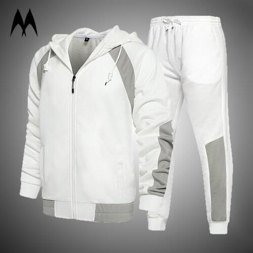 Brand Spring Tracksuit Men Two Piece Jogging Set Autumn Solid Color Sportswear Mens Hoodies Pants Casual Running Sets Eur Size