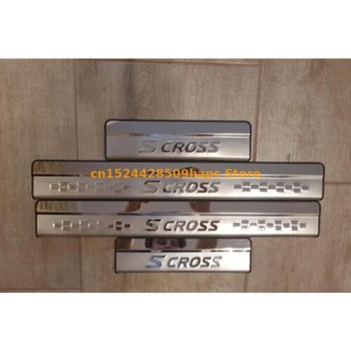 For Suzuki Sx4 S-Cross 2014-2017 Stainless Steel door Sill Protector Pedal Welcome Plate Car External Accessories Sticker
