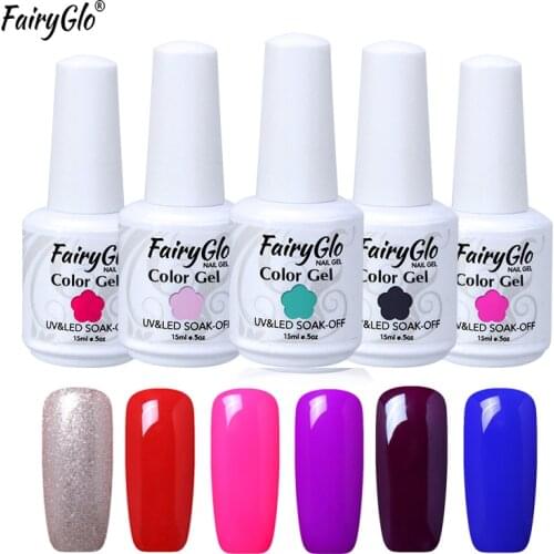 FairyGlo 15ml Gel Varnish Soak Off Pure Color Nail Gel Polish Vernis Semi Permanent UV Gel Nail Polish Nails Lacquer Manicure