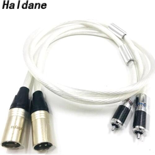 Haldane Pair Rhodium plated RCA to XLR Balance Cable Hi-end Pure Silver 7NOCC Cable 2 RCA Male to 2 XLR male Cable Balanced Cord