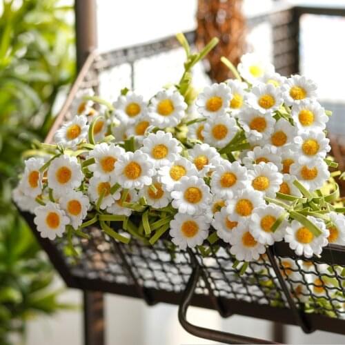 8 Heads White Daisy Artificial Flowers Long Branch Bouquet for Home Wedding Garden Decoration DIY Bridal Flower High Quality