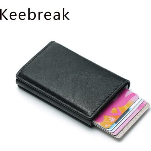 Keebreak Rfid Wallet Credit Card Holder Pocket Business id Bank Card Holder Case Sticker Passes Metal Holder Case for Card Bank