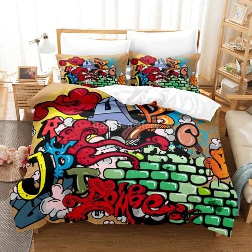 Cartoon Graffiti Bedding Set Modern 3d Duvet Cover Sets Comforter Bed Linen Twin Queen King Single Size Boy Girl Fashion Gift