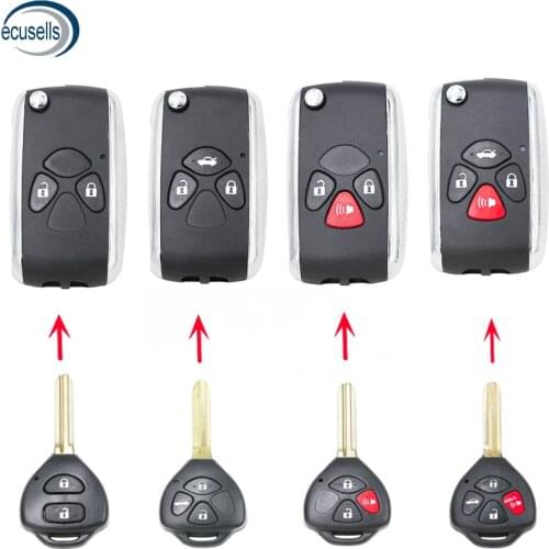 Luxury Modified Flip 2/3/4 Button Remote Key Shell for-Toyota Hilux Rav4 Corolla Camry Yaris Prado TOY43 blade