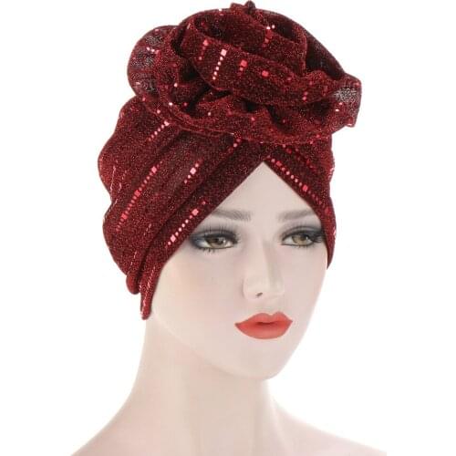 Hot and bright silk plate cloth flowers flower turban to hide the hair turban muslims in baotou cap