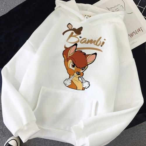 Hot Disney Cartoon Bambi Hoodies Women Kawaii Harajuku Vogue Anime Streetwear Hip Hop Unisex Tops Fashion Sweatshirts Female