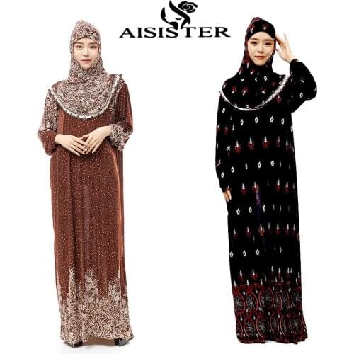 Tradition One Piece Hat Muslim Prayer Kaftan Hijabs Lace Digital Printing Dubai Islam Abaya In Ramadan EID For Women Freeship210