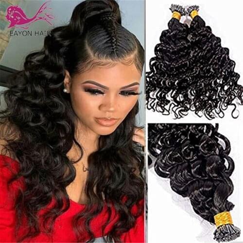 Natural Wave I Tip Hair Extensions For Black Women 1g/s 100 strand Brazilian Remy Human Hair Micro Links Bundles Color 1#/2#/4