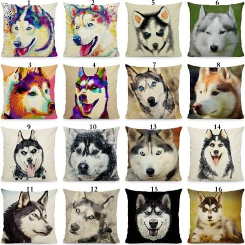 XUNYU Cute Siberian husky print pillow case home sofa chair car decorative cushion cover 45x45cm DWG011