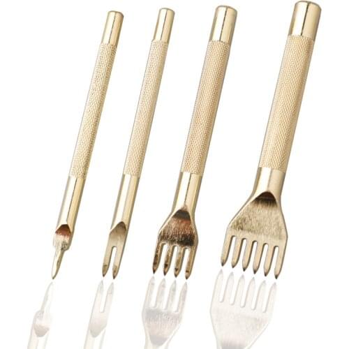 Nonvor Leather Round Hole Punch Metal Diamond Lacing Stitching Chisel DIY Leather Craft Tool Kits Sewing Hole Puncher