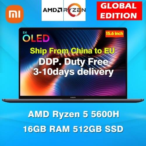 2021 Xiaomi Mi Pro 15 Laptop 15.6" Notebook AMD Ryzen 5 5600H 16GB DDR4 RAM 512GB SSD ROM OLED Screen Windows 10 Mi Notebook