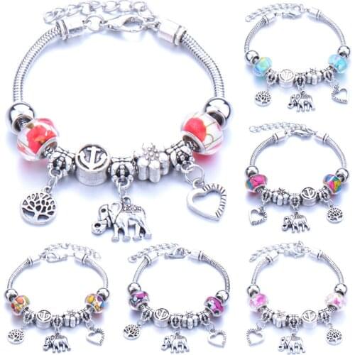 2021 latest fashion trend animal shape couple bracelet wholesale elastic bead adjustable size bracelet Pandora-style