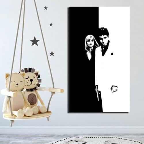 Tony Montana Faceless Man Movie Poster Paintings On Canvas Modern Art Decorative Black White Wall Pictures Home Decoration
