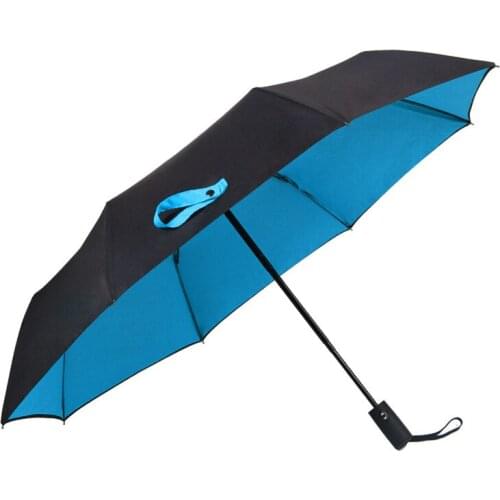 10 Ribs Fully Automatic Folding Reinforced Umbrella Double layer Two color Three Fold Men And Women Solid Umbrellas Adult B65