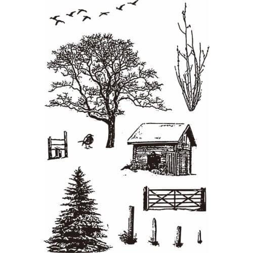 KLJUYP Trees background Transparent Clear Silicone Stamp/Seal for DIY scrapbooking/photo album Decorative clear stamp sheets