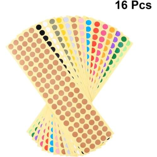 16pcs Self Adhesive Sticky Color Coding Labels Removable Small Circle Dot Stickers for Classroom Organization Decorations