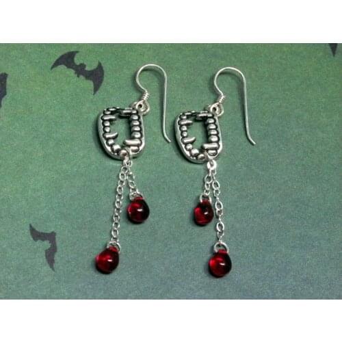 Vampire Fang Earrings, Halloween Earrings, Vampire Earrings,Drops of Blood Earrings, Goth, Vampire Jewelry, Halloween Gift