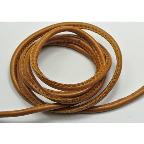 32.8 Feet Coffee Stitched Round Soft Synthetic Leather String Jewelry Cord 5mm