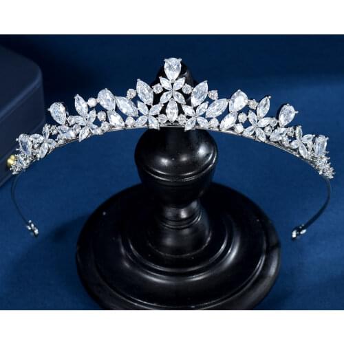 HIBRIDE Jewelry Full AAA CZ Tiara King Crown Wedding Hair Jewelry Headpiece Women Birthday Party Bridal Hair Accessories HC0002