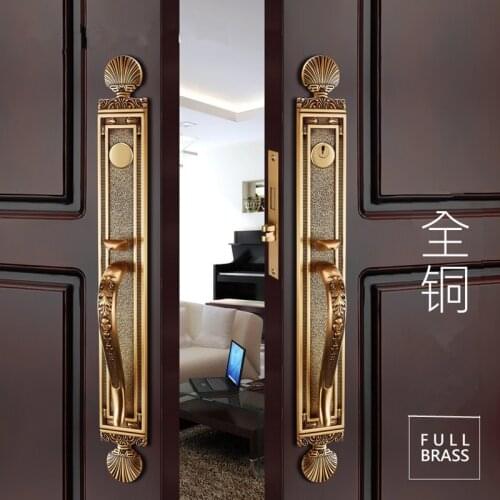 SOLID BRASS MATERIAL VILLA LOCK EURO GOLD COLOR FOR DOUBLE OPENING DOOR