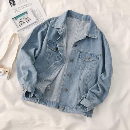 Fashion Denim Coat Woman Vintage Denim Jacket Women 2021 Spring Autumn New Short Jacket Female Lapel Retro Cotton Loose