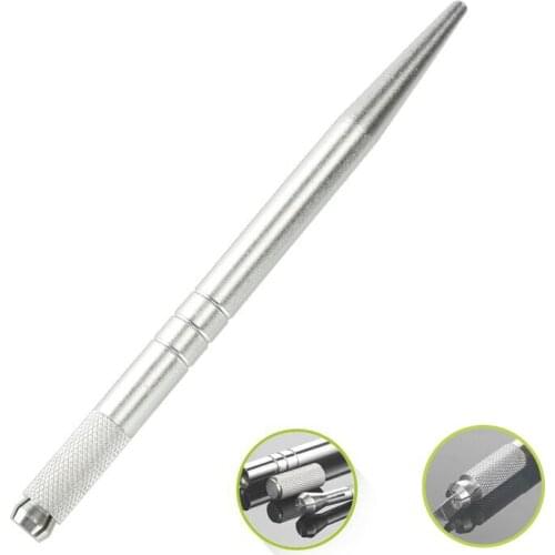 10 pc Metal eyebrow permanent makeup pen light Manual tattoo machine for microblading needle blade Munsu Tebori Pen
