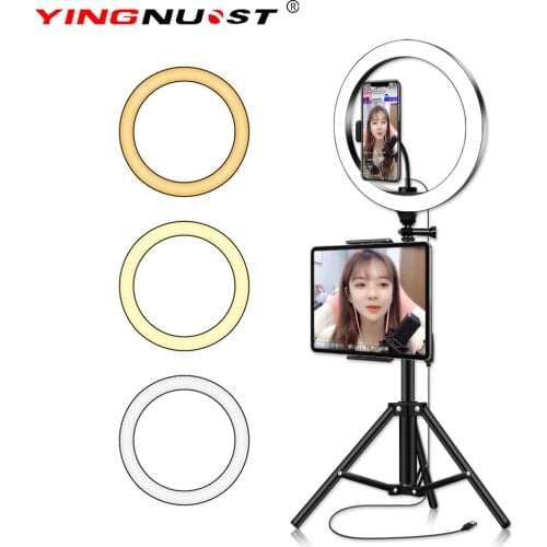 10inch LED Ring Light Lamp Dimmable Photography Studio Phone Video With 150CM Tripod Selfie Stick USB Plug Phone Holder for iPad