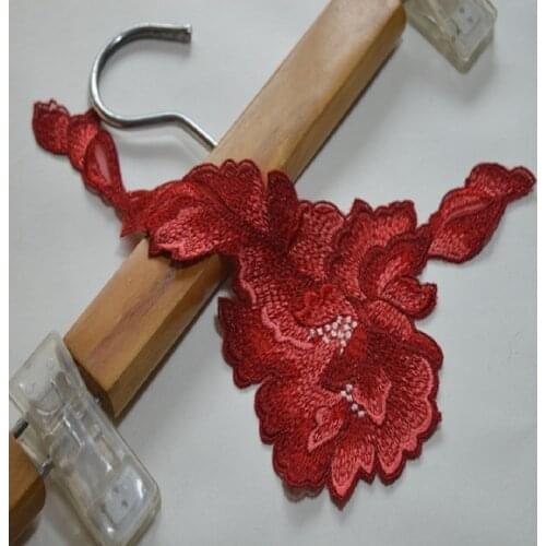 15 Piece Size26*11cm Red FLower Guipure Applique Embroidered Sew-On Lace Patch DIY Coaster Wedding Decoration Lovely