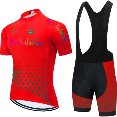 2021 Pro Team ANDALUCIA Cycling Jersey Sets 20D PAD Bike Shorts Set Men Ropa Ciclismo Maillot Culotte Bicycling Top Bottoms