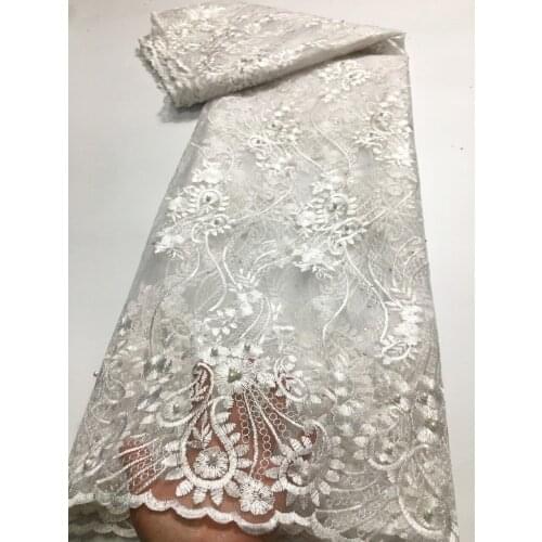 2021 African Lace Fabric High Quality Embroidery French Tulle Lace Fabric 5 yards Nigerian Lace Fabric for Wedding Dress M1553