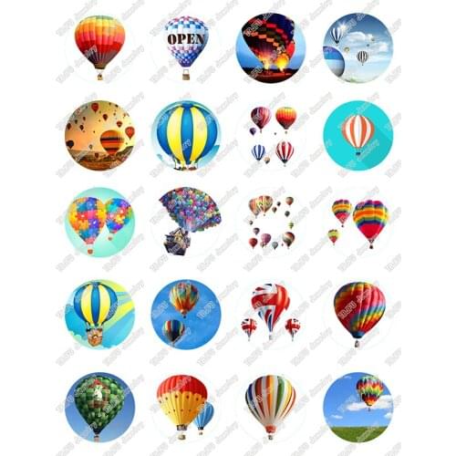40pcs/lot 10mm 12mm 14mm 16mm Round Hot Air Balloon Pattern Glass Cabochon for DIY Jewelry Making Findings & Components T070